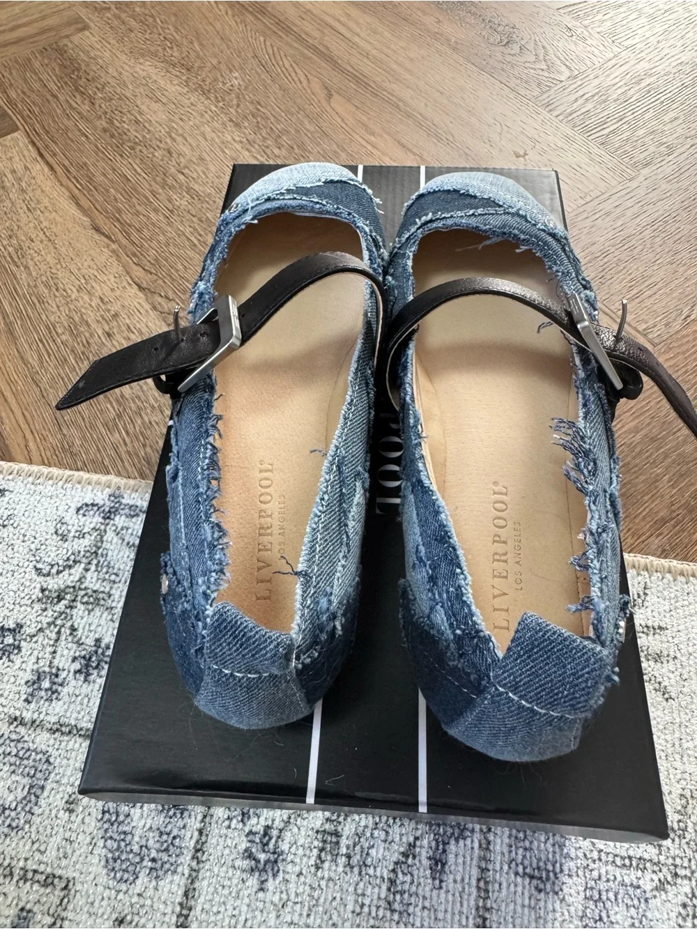 Liverpool Los Angles Patchwork Denim Maryjane Ballet Flats NIB - Picture 7 of 9